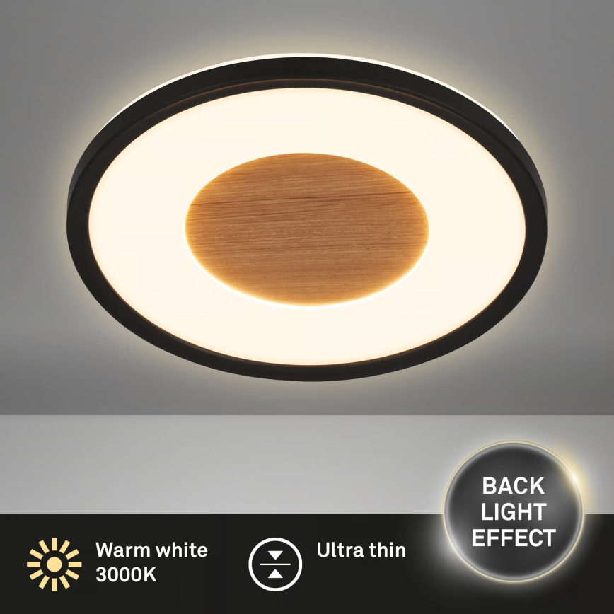 Brilo - LED mennyezeti lámpa SUFIT WOOD LED/18W/230V 3000K Ø 29 cm