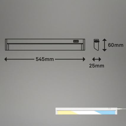 Brilo - LED pult alá szerelhető lámpatest LED/6W/230V 2700/4000/6500K 54,5 cm fehér
