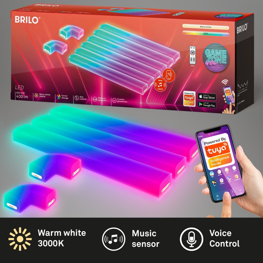 Brilo - LED RGBIC Dimmelhető világító szalag Smart LED/24W/230V Wi-Fi Tuya