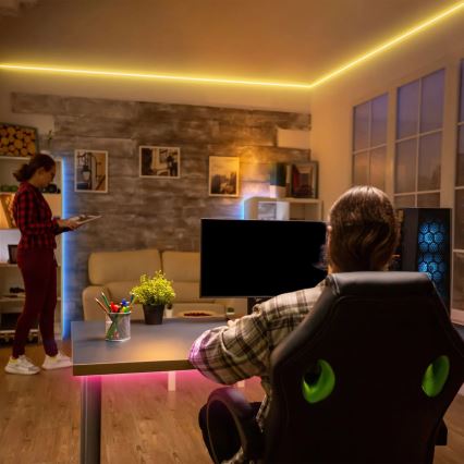 Brilo - LED RGBW dimmelhető szalag MUSIC 6,65m LED/18W/230V Wi-Fi Tuya + távirányító