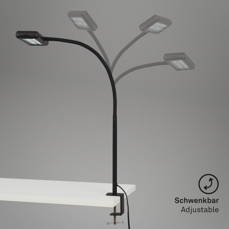 Brilo - LED Rugalmas asztali lámpa klipsszel TRASNA LED/7,5W/230V fekete