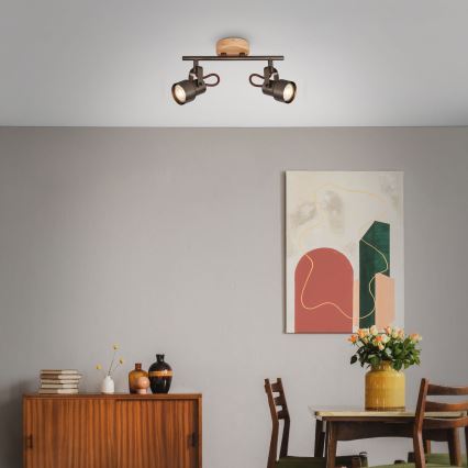 Brilo - LED spotlámpa TAHUN 2xGU10/5W/230V barna