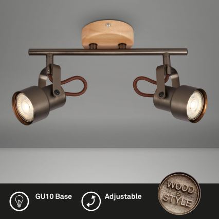 Brilo - LED spotlámpa TAHUN 2xGU10/5W/230V barna