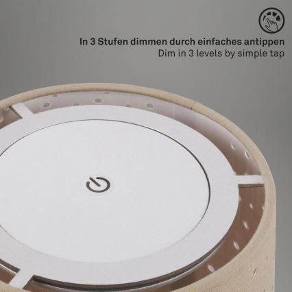 Brilo - LED állítható fényerejű, tölthető kültéri asztali lámpa LOLE LED/3W/5V 2000mAh IP44 ezüst/beige