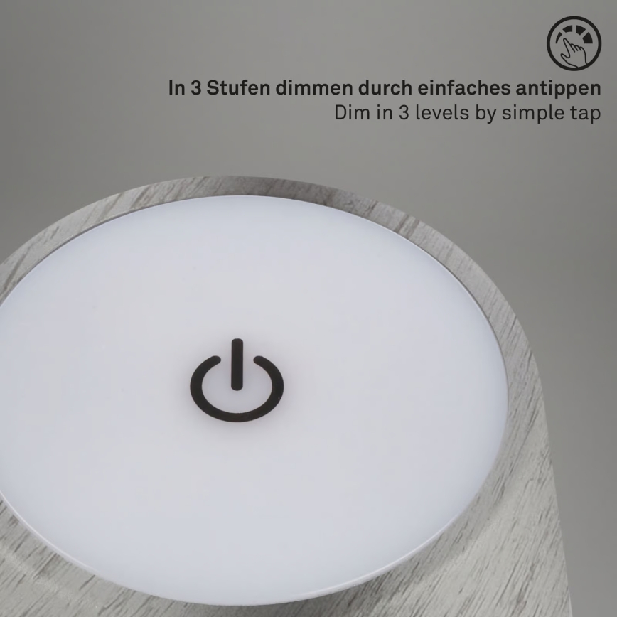 Brilo - LED dimmelhető, újratölthető, érintésvezérlésű kültéri asztali lámpa KIKI LED/2,6W/5V IP44 2600 mAh ezüstszínű
