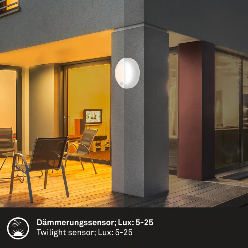 Brilo - LED újratölthető kültéri fali lámpa érzékelővel LED/4W/5V 4400 mAh IP44 fehér