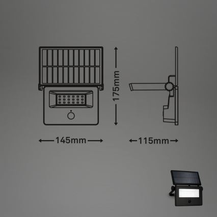 Brilo - napelemes LED reflektor érzékelővel LED/5W/5,5V IP54 1200 mAh