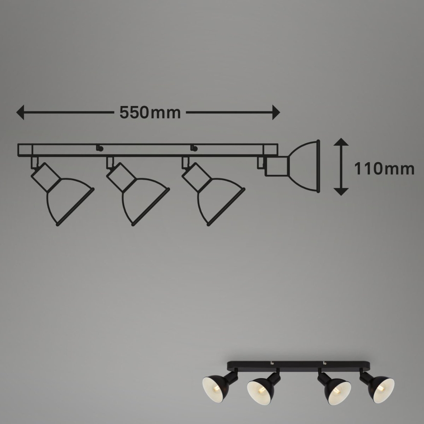 Brilo - Spotlámpa RETRO 4xE14/25W/230V fekete