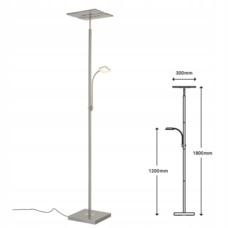 Briloner 1328-022 - LED dimmelhető állólámpa LED/21W/230V + LED/3,5W matt króm