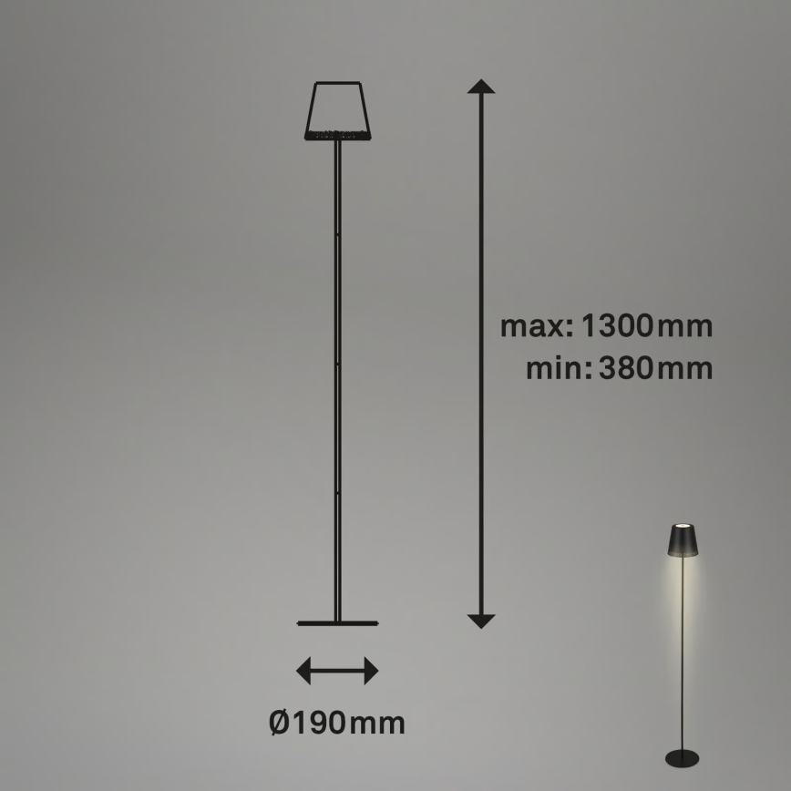 Briloner 1438015 - KIKI dimmelhető állólámpa LED/4,3W/5V IP44 2600 mAh fekete