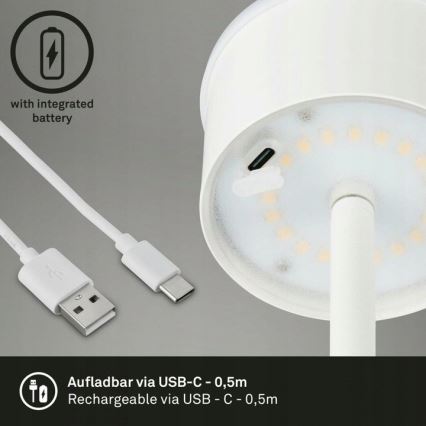 Briloner 1438016 - LED Dimmelhető érintős állólámpa 3in1 LED/3,5W/5V IP44 3000K 38-130 cm fehér