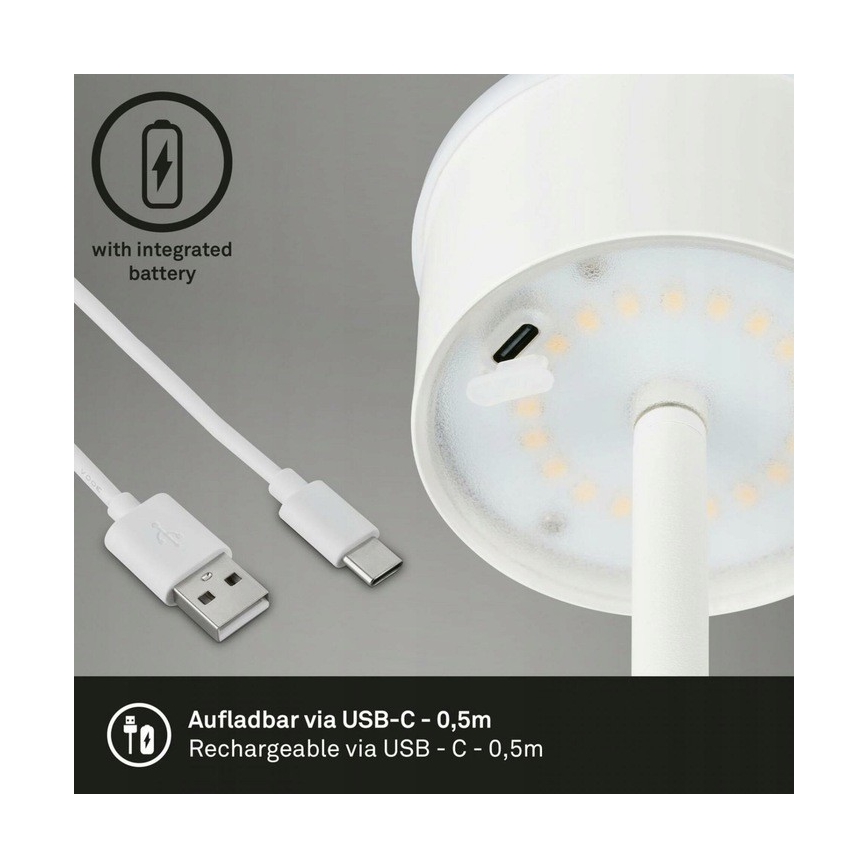 Briloner 1438016 - LED Dimmelhető érintős állólámpa 3in1 LED/3,5W/5V IP44 3000K 38-130 cm fehér