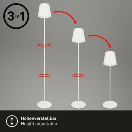 Briloner 1438016 - LED Dimmelhető érintős állólámpa 3in1 LED/3,5W/5V IP44 3000K 38-130 cm fehér