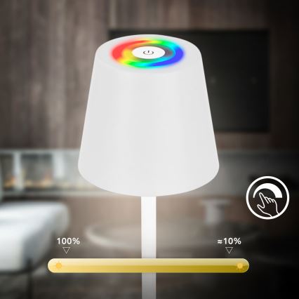 Briloner 1507016 - Dimmelhető LED állólámpa KIKI LED/4,3W/5V IP44 2600 mAh fehér