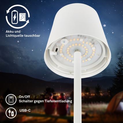 Briloner 1507016 - Dimmelhető LED állólámpa KIKI LED/4,3W/5V IP44 2600 mAh fehér