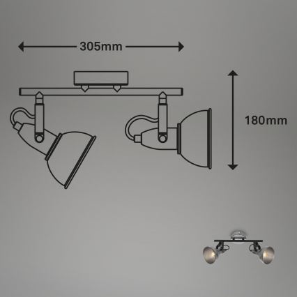 Briloner 2049-024 - Spotlámpa RETRO 2xE14/40W/230V szürke