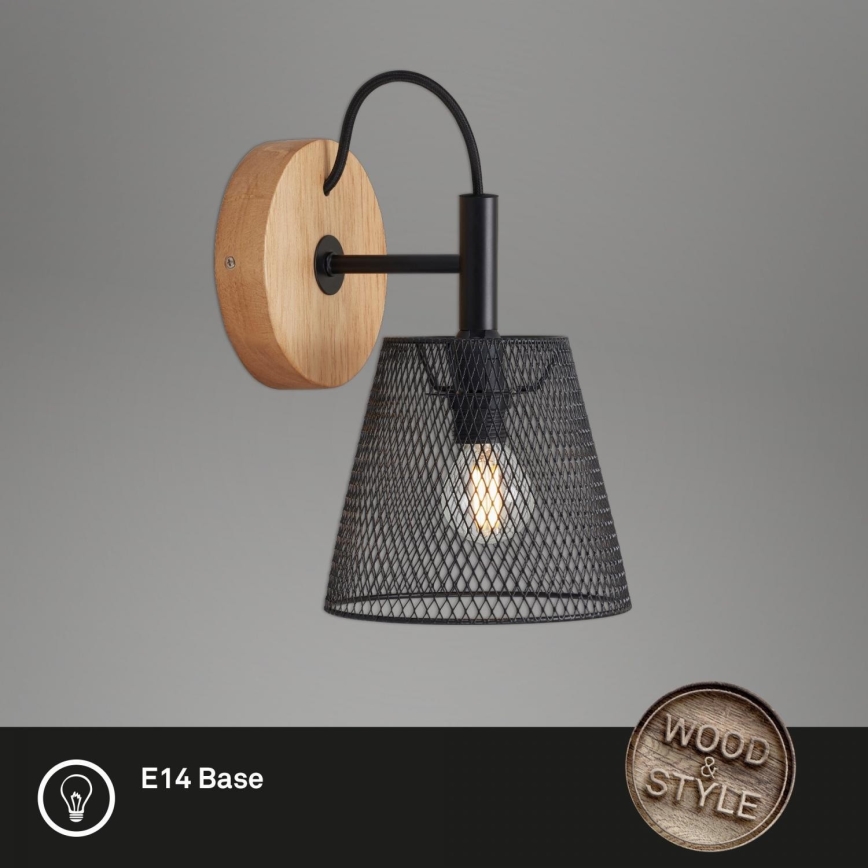 Briloner 2077-015 - Fali lámpa WOOD & STYLE 1xE14/25W/230V gumifa
