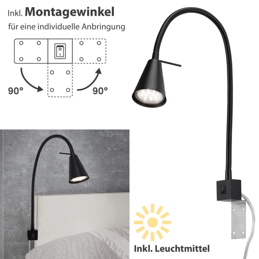 Briloner 2080-015 - LED Fali lámpa COMFORT LIGHT 1xGU10/5W/230V fekete