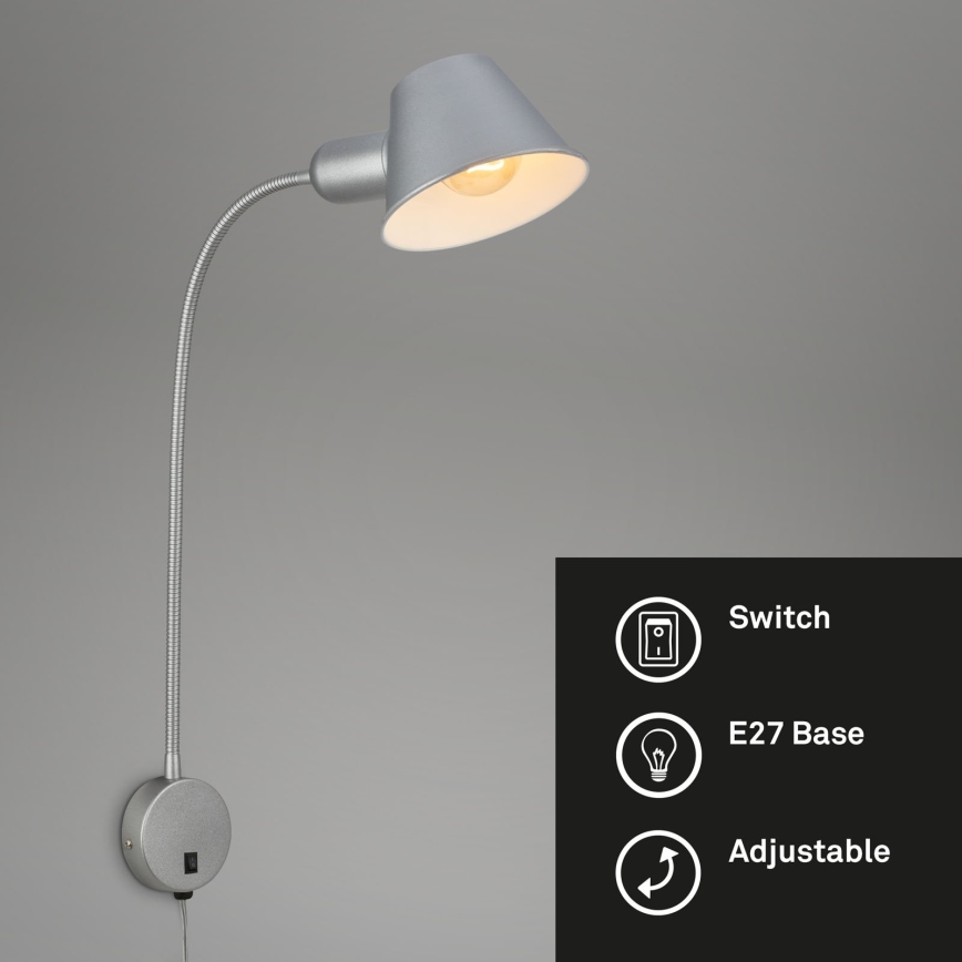 Briloner 2089-014 - Flexibilis fali lámpa BRELLO 1xE27/10W/230V matt króm