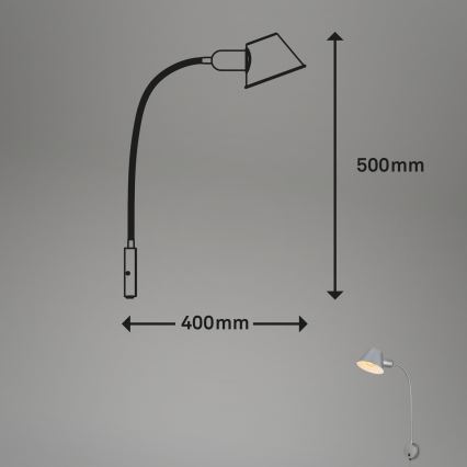 Briloner 2089-014 - Flexibilis fali lámpa BRELLO 1xE27/10W/230V matt króm