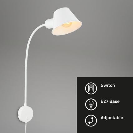Briloner 2089-016 - BRELLO hajlítható fali lámpa 1xE27/10W/230V fehér