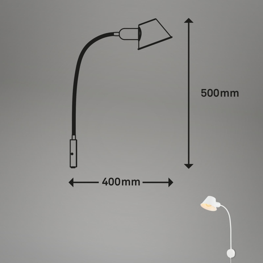 Briloner 2089-016 - BRELLO hajlítható fali lámpa 1xE27/10W/230V fehér