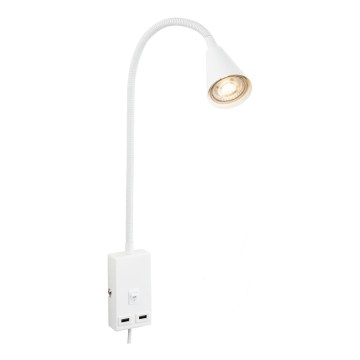Briloner 2175-016 - Flexibilis fali lámpa USB-porttal 1xGU10/10W/230V fehér