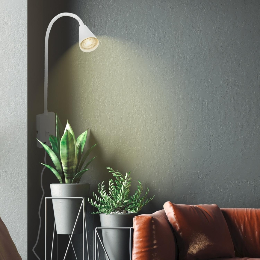 Briloner 2175-016 - Flexibilis fali lámpa USB-porttal 1xGU10/10W/230V fehér