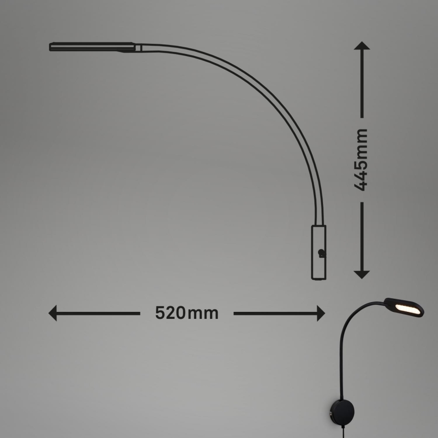 Briloner 2177015 - LED Dimmelhető rugalmas falilámpa LED/6W/230V fekete