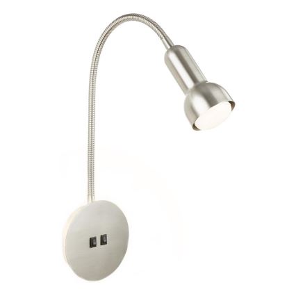 Briloner 2178012 - LED Rugalmas fali lámpa 1xE14/10W/230V + LED/3W matt króm