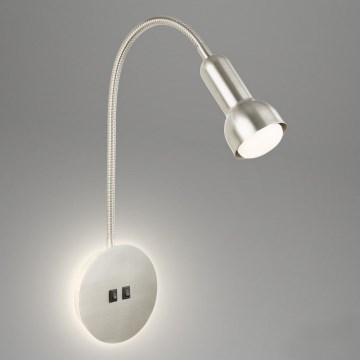 Briloner 2178012 - LED Rugalmas fali lámpa 1xE14/10W/230V + LED/3W matt króm