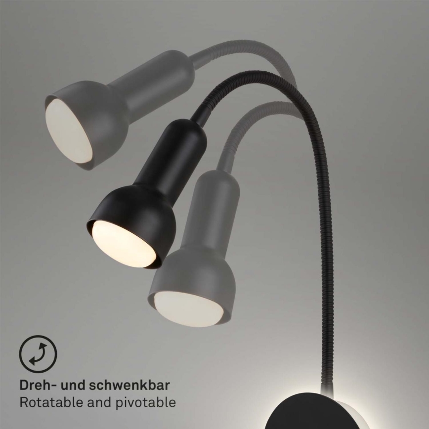 Briloner 2178015 - LED flexibilis fali lámpa 1xE14/10W/230V + LED/3W fekete
