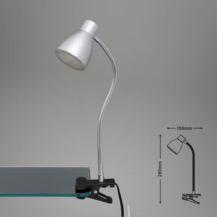 Briloner 2615-014P - LED csipeszes lámpa GRIP LED/2,5W/230V ezüst