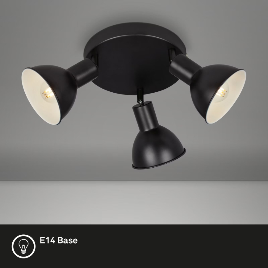 Briloner 2674-035 - Spotlámpa RETRO 3xE14/25W/230V fekete