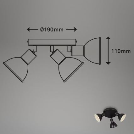 Briloner 2674-035 - Spotlámpa RETRO 3xE14/25W/230V fekete