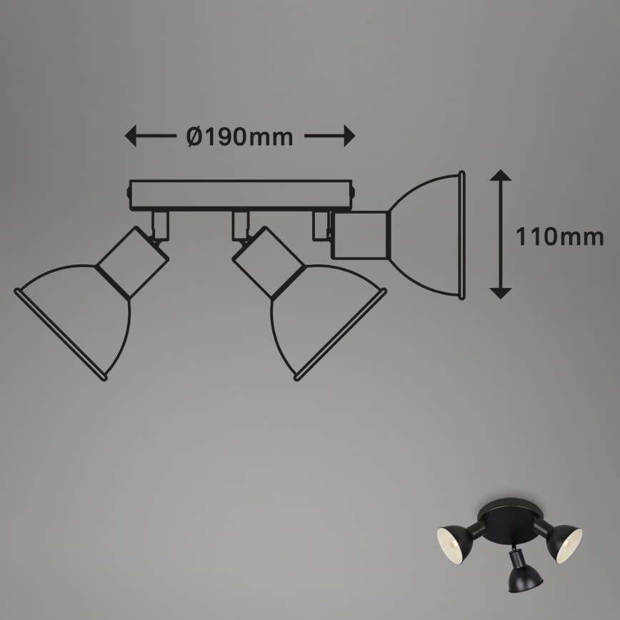 Briloner 2674-035 - Spotlámpa RETRO 3xE14/25W/230V fekete