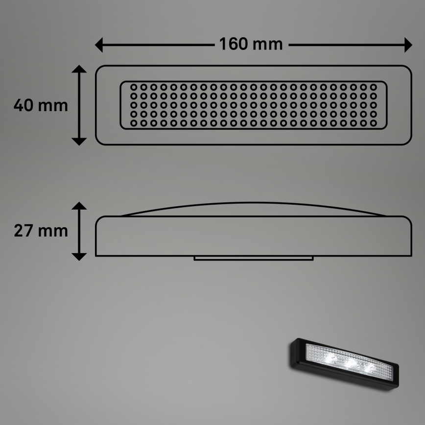 Briloner 2689-035 - LED Érintős tájolólámpa LERO LED/0,18W/3xAAA fekete