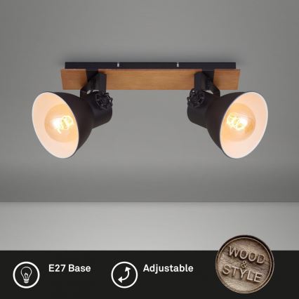 Briloner 2742-025 - spotlámpa SPOTLIGHT 2xE27/40W/230V fekete/barna