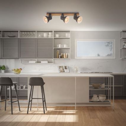 Briloner 2742-035 - Spotlámpa SPOTLIGHT 3xE27/40W/230V fekete/barna