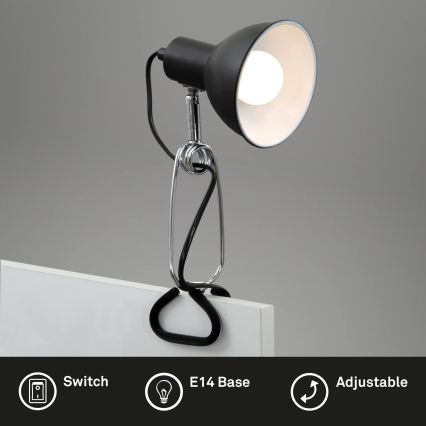Briloner 2790-015 - FIX csíptetős lámpa 1xE14/8W/230V fekete/fényes króm