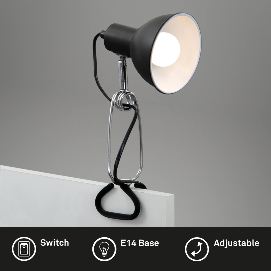 Briloner 2790-015 - FIX csíptetős lámpa 1xE14/8W/230V fekete/fényes króm