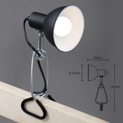 Briloner 2790-015 - FIX csíptetős lámpa 1xE14/8W/230V fekete/fényes króm