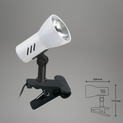 Briloner 2794/016P - Csíptetős lámpa 1xE14/40W/230V fekete/fehér