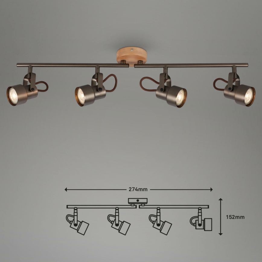 Briloner 2872-045 - LED Spotlámpa TAHUN 4xGU10/5W/230V 3000K barna