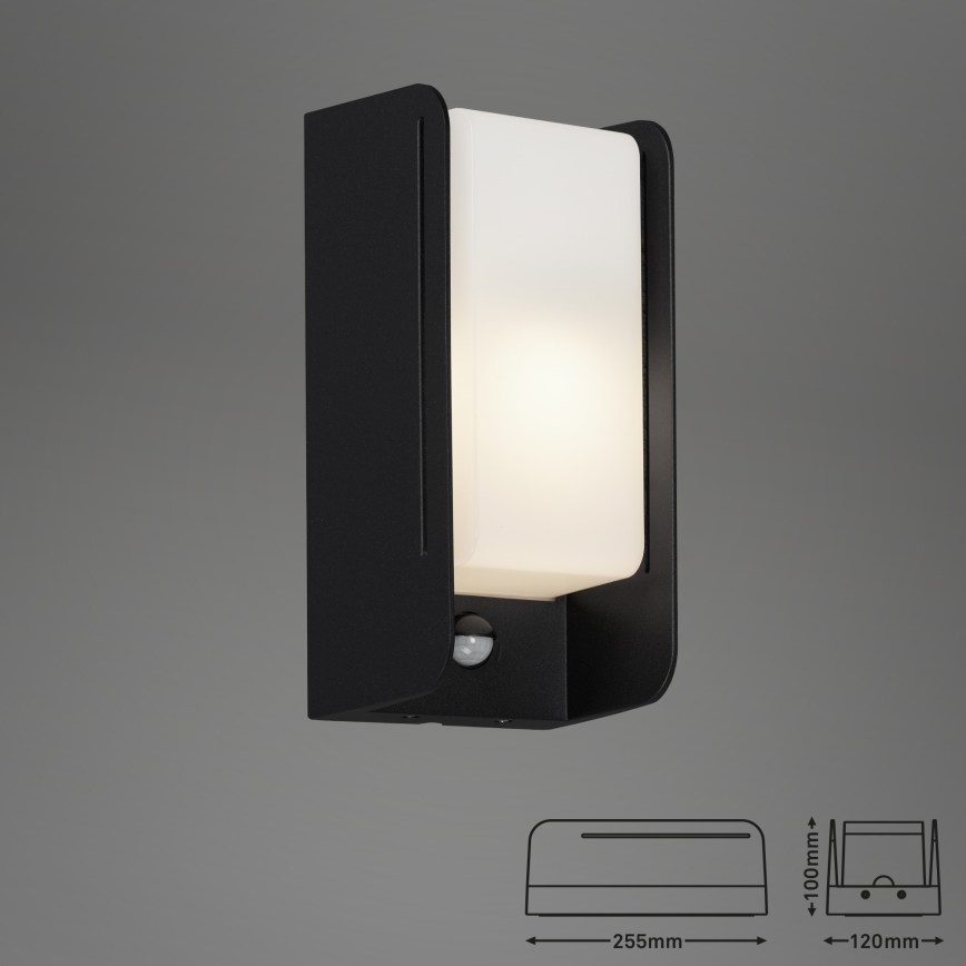Briloner 3017-015 - Kültéri fali lámpa érzékelővel BOKS 1xE27/12W/230V IP44