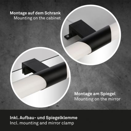 Briloner 3113-115 - LED Fürdőszobai tükörmegvilágítás LED/12W/230V IP44 47 cm fekete