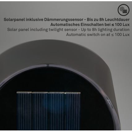 Briloner 3133015 - LED napelemes falilámpa LED/2W/3,7V IP44 3000K 300 mAh