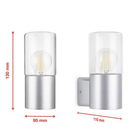 Briloner 320504TF - Kültéri fali lámpa 1xE27/12W/230V IP44 ezüst