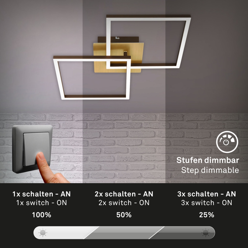 Briloner 3210-017 - LED dimmelhető mennyezeti lámpa FRAME 2xLED/11W/230V arany