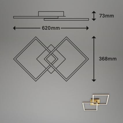 Briloner 3210-017 - LED dimmelhető mennyezeti lámpa FRAME 2xLED/11W/230V arany